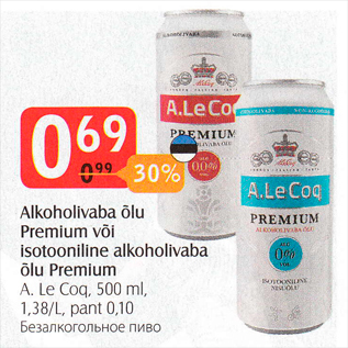 Allahindlus - Alkohoolivaba õlu Premium või isotooniline alkoholivaba õlu Premium