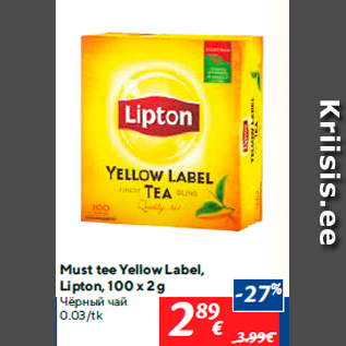 Allahindlus - Must tee Yellow Label, Lipton, 100 x 2 g