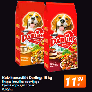 Allahindlus - Kuiv koerasööt Darling, 15 kg