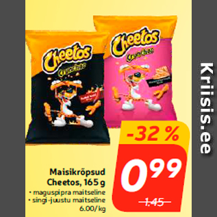 Allahindlus - Maisikrõpsud Cheetos, 165 g