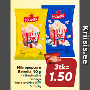 Allahindlus - Mikropopcorn Estrella, 90 g