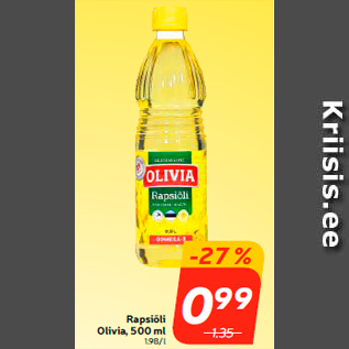 Allahindlus - Rapsiõli Olivia, 500 ml