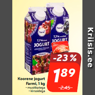 Allahindlus - Koorene jogurt Farmi, 1 kg