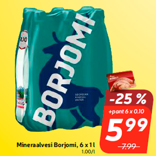 Allahindlus - Mineraalvesi Borjomi, 6 x 1 l