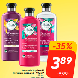 Allahindlus - Šampoonid ja palsamid Herbal Essences, 360 - 400 ml*