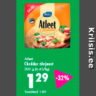 Allahindlus - Atleet Cheddar riivjuust 200 g