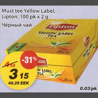 Allahindlus - Must tee Yellow Label, Lipton