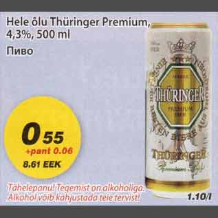 Allahindlus - Hele õlu Thüringer Premium