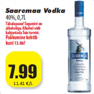 Allahindlus - Saaremaa Vodka 40%, 0,7L