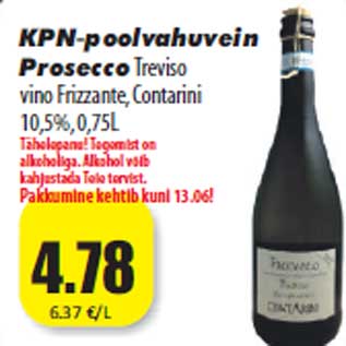 Allahindlus - KPN-poolvahuvein Prosecco Treviso vino Frizzante, Contarini 10,5%, 0,75L