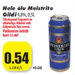 Allahindlus - Hele õlu Meistrite Gildi4,8%, 0,5L