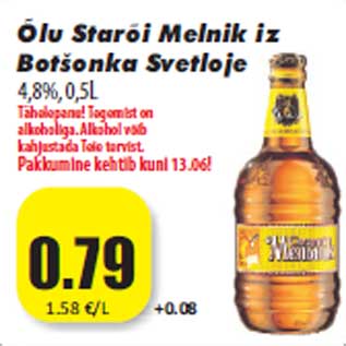 Allahindlus - Õlu Starõi Melnik iz Botšonka Svetloje 4,8%, 0,5L