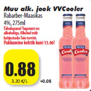 Allahindlus - Muu alk. jook VVCooler Rabarber-Maasikas 4%, 275ml