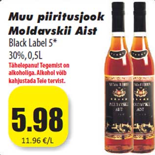 Allahindlus - Muu piiritusjook Moldavskii Aist Black Label 5*