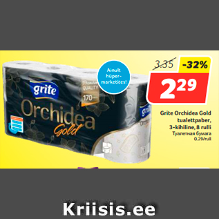 Allahindlus - Grite Orchidea Gold tualettpaber, 3-kihiline, 8 rulli