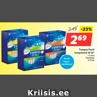 Allahindlus - Tampax Pearl tampoonid,18 tk*