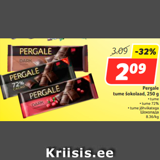 Allahindlus - Pergale tume šokolaad, 250 g