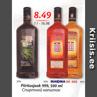 Allahindlus - Piiritusjook 999, 500 ml