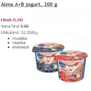 Allahindlus - Alma A+B jogurt