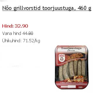 Allahindlus - Nõo grillvorstid toorjuustuga