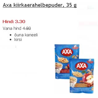 Allahindlus - Axa kiirkaerahelbepuder