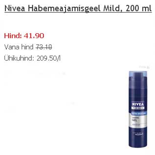 Allahindlus - Nivea Habemeajamisgeel Mild