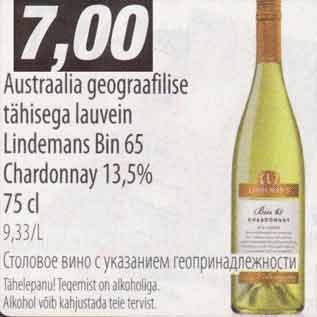 Allahindlus - Austraalia lauavein Lindemans Bin 65 Chardonay