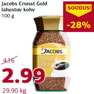 Allahindlus - Jacobs Cronat Gold lahustuv kohv 100 g