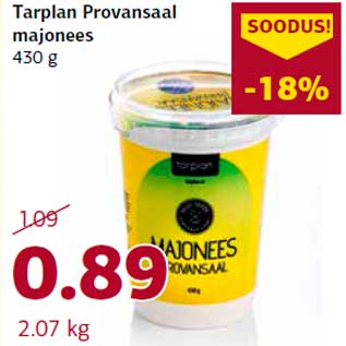 Allahindlus - Tarplan Provansaal majonees 430 g