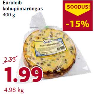 Allahindlus - Euroleib kohupiimarõngas 400 g