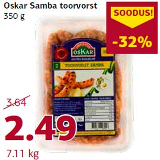 Allahindlus - Oskar Samba toorvorst 350 g