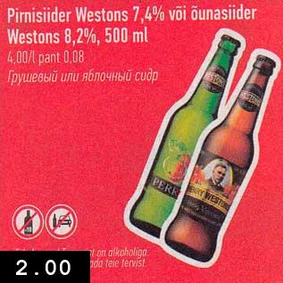 Allahindlus - Pirnisiider Westons 7,4% või õunasiider Westons 8,2%, 500 ml