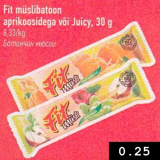 Allahindlus - Fit müslibatoon aprikoosidega või Juicy, 30 g