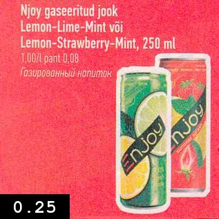 Allahindlus - Njoy gaseeritud jook Lemon-Lime Mint või Lemon-Strawberry-Mint, 250 ml