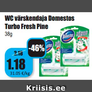 Allahindlus - WC värskendaja Domestos Turbo Fresh Pine 38g