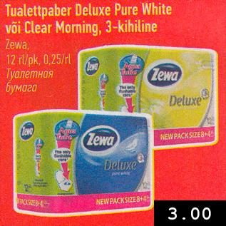 Allahindlus - Tualettpaber Deluxe Pure White või Clear Morning, 3-kihiline