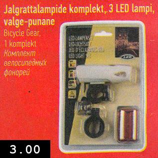 Allahindlus - Jalgrattalampide komplekt, 3 LED Lampi, valge-punane