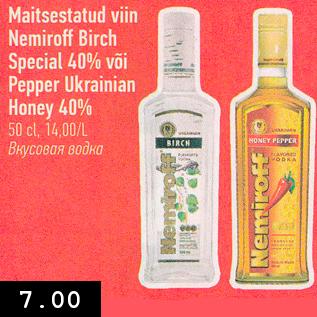 Allahindlus - Maitsestatud viin Nemiroff Birch Special 40% või Pepper Ukrainian Honey 40%