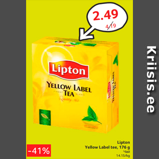 Allahindlus - Lipton Yellow Label tee, 176 g