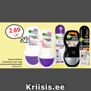 Allahindlus - Garnier Mineral Protection 5 rull- ning pihustavad deodorandid