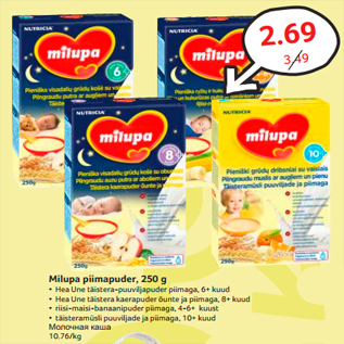 Allahindlus - Milupa piimapuder, 250 g