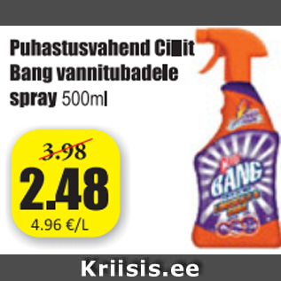 Allahindlus - Puhastusvahend Cillit Bang vannitubadele spray