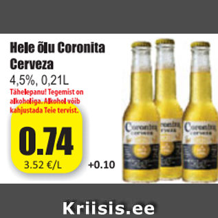 Allahindlus - Hele õlu Coronita Cerveza