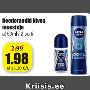 Allahindlus - Deodorant Nivea meestele