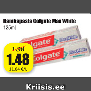 Allahindlus - Hambapasta Colgate Max White 125 ml