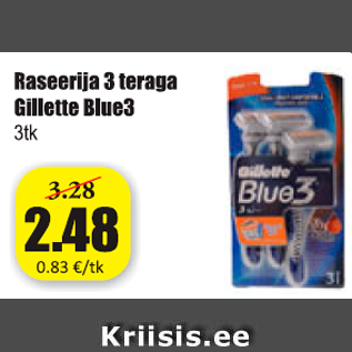 Allahindlus - Raseerija 3 teraga Gillette Blue3, 3 tk