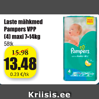 Allahindlus - Laste mähkmed Pampers VPP