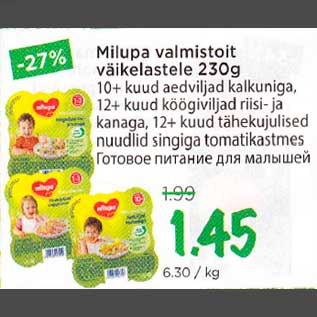 Allahindlus - Milupa valmistoit väikelastele 230 g