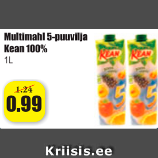 Allahindlus - Multimahl 5-puuvilja Kean 100% 1 L