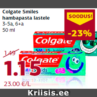 Allahindlus - Colgate Smiles hambapasta lastele